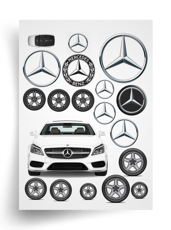 Макет "Mercedes-Benz стиль" для пищевой печати А4