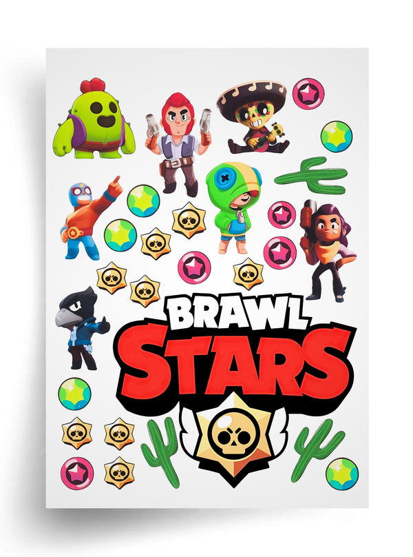 Макет "Brawl Stars герои" для пищевой печати А4