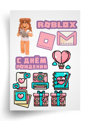 Макет "Roblox дівчинка - З Днем Народження" для харчового друку А4